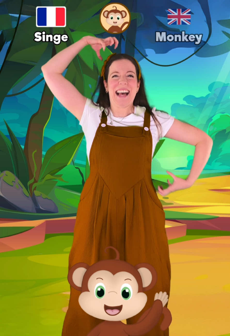 Les animaux de petit singe en français et en anglais #dance #enfant #parents #english #french 