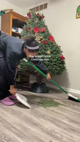 I swore i would never have a real tree when i had kids and here i am nevering like never before! #christmastree #christmashumor #momlife 