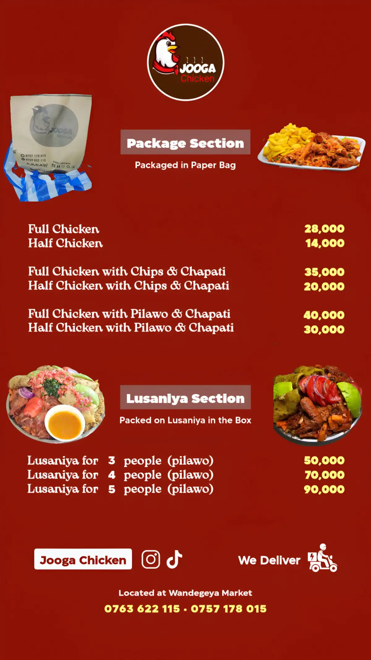 menu jooga chicken wandegeya 