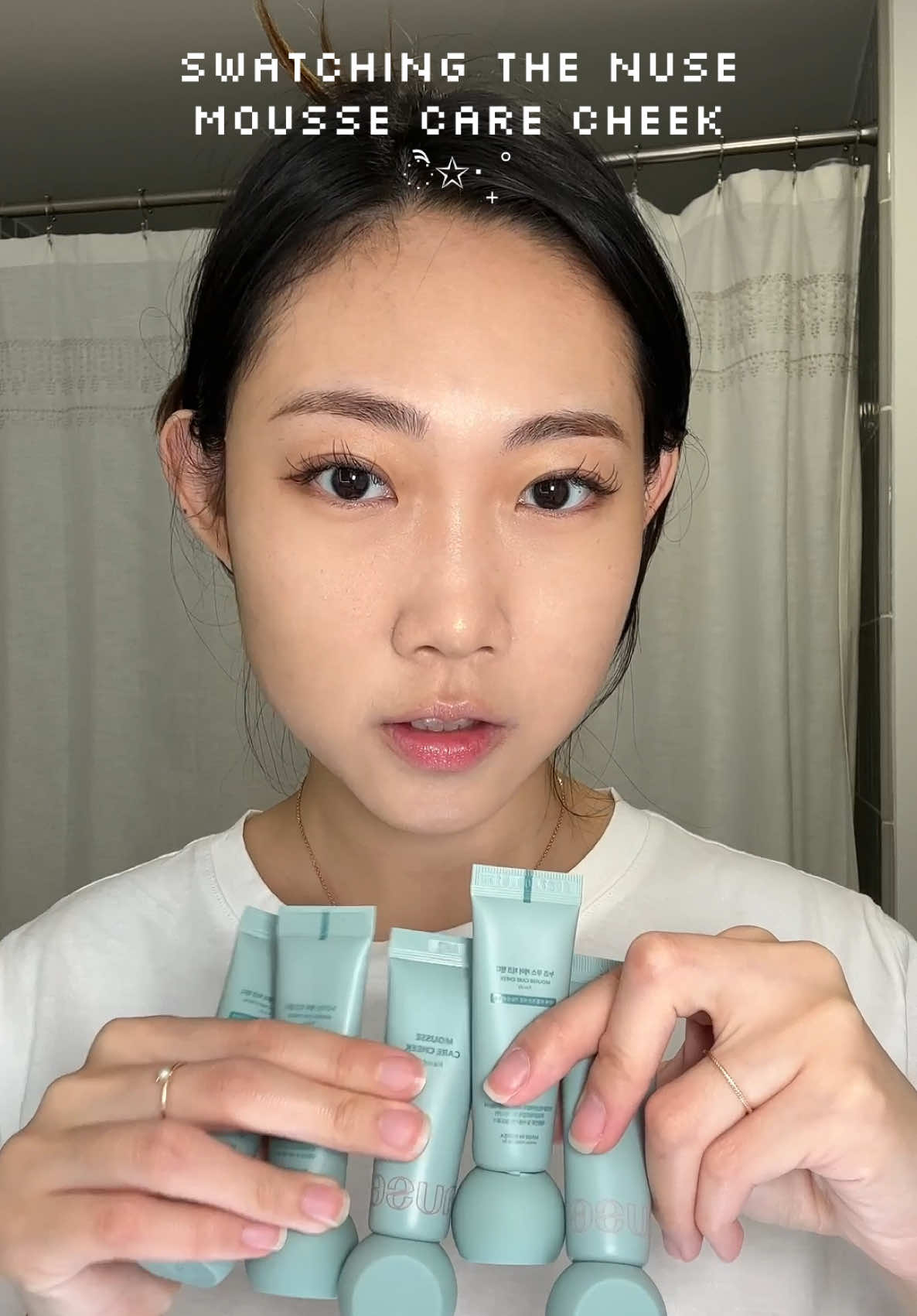 Which one do you like? 🙈 Nuse is a sister brand of Rom&nd and they have the cutest blushes! 💕 I cant find 01 mandarine pang lol but here are the rest of the shades #nuse #blush #skintone #kbeauty #liquidblush #koreanmakeup #fypシ #swatches 