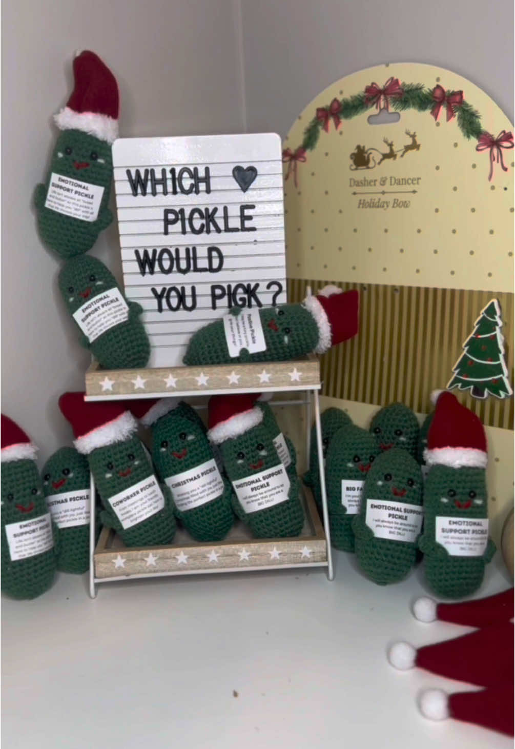 Pigk... I mean, Pick your perfect pickle! 🥒 Which one speaks to you? Let me know your number below! ⬇️ 1️⃣ Positive Pickle I may be a tiny pickle, but I believe in you, so go do your things! 2️⃣ Big Fan Pickle I’m your big fan, and I will always be around to let you know that you are a BIG DILL! 3️⃣ Strong Pickle Remember that you are strong and resilient like a pickle, and can handle any challenge. 4️⃣ Emotional Support Pickle Life isn’t always all “bread and butter,” so this pickle is here to help you “dill” with all that life throws your way! 5️⃣ Emotional Support Pickle (Big Dill) I will always be around to let you know that you are a BIG DILL! 6️⃣ Emotional Support Pickle (Cheerleader) Remember, you’re never alone on this journey. This pickle is cheering you on every step of the way. 7️⃣ Buddy Pickle I’m here to give you a pickle-back of encouragement and remind you that you’re kind of a big dill in my book! 8️⃣ Bestie Pickle Like your best friend in a brine-filled jar, I’m here to remind you that you’re a pretty big dill in the grand scheme of things! 9️⃣ Desk Pickle Like your trusty desk buddy, I’m here to add some pickle-flavored fun to your workday! 🔟 Coworker Pickle From meetings to lunch breaks, I’m your friendly workplace pickle pal, here to brighten your day! 1️⃣1️⃣ Christmas Pickle Wishing you a “dill-lightful” Christmas filled with joy, just like finding the perfect pickle in a jar. 1️⃣2️⃣ Grinchy Green Pickle This Grinch-inspired pickle brings a touch of whimsy to your Christmas. Even a Grinch can’t steal your holiday spirit! Which one would you choose? 🎉 P.S.: Don’t worry about the little “pigk” typo—it just makes these pickles even more unique!🥒 Which one’s your favorite? 😂 #pickle #crochet #onekooka #funnygifts 