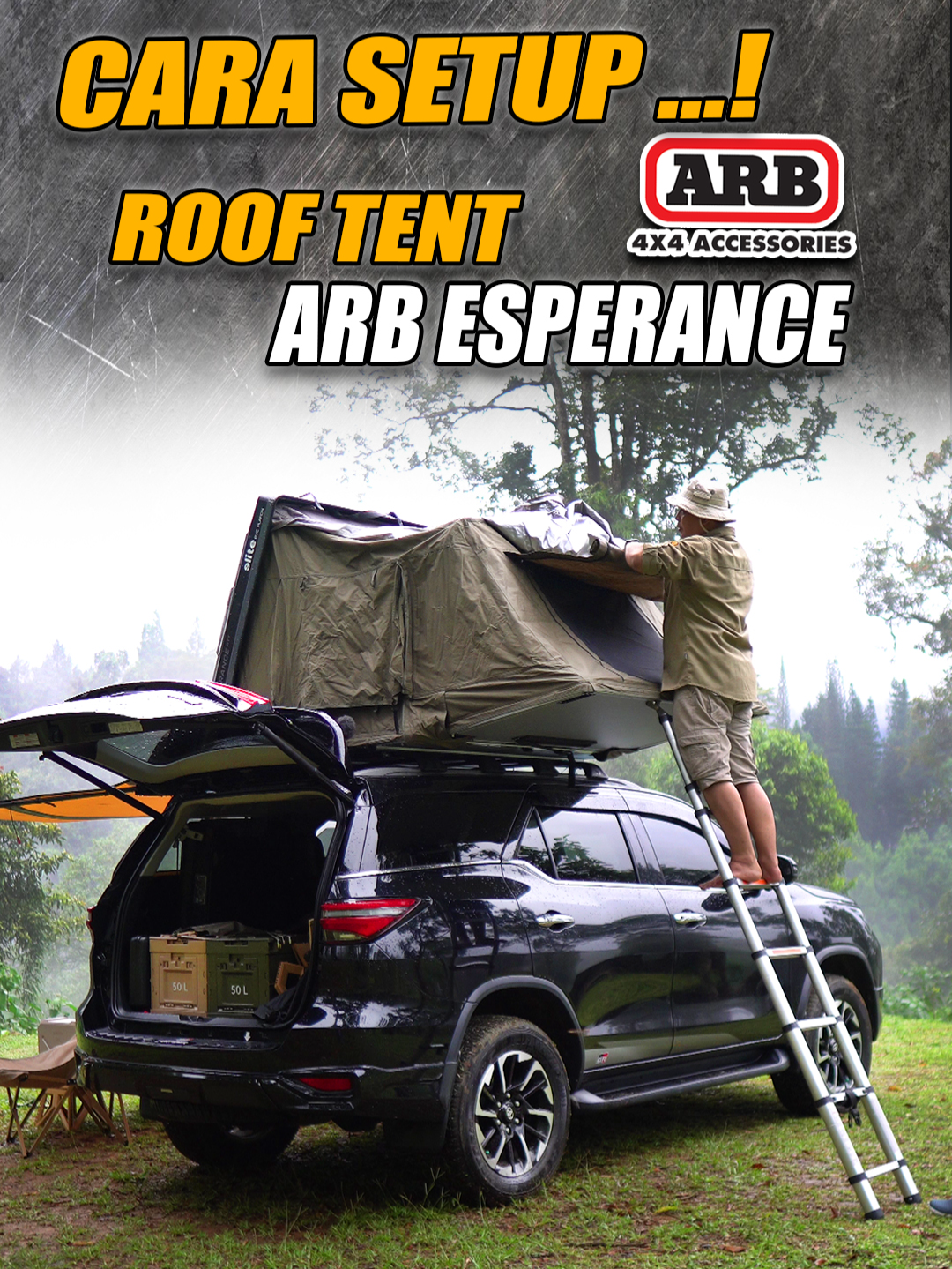 Cara setup tenda mobil roof tent ARB ESPERANCE#rooftent #4x4 #camping