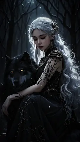 Dark and Elegant Aesthetic A dark work of art that combines fantastic details: a woman with dramatic eye makeup, black clothes branching out like roots, and a huge wolf protecting her. The shadowy background provides a calming, dramatic feel to your screen. #FantasyWallpaper #DarkAesthetic #MysticalVibes #MagicalWorld #DarkFantasyArt #FantasyLovers #MysticalCreatures #DarkBeauty #EtherealVibes #WolfAndWoman #FantasyStory #WallpaperArt #AestheticWallpaper #FantasyLands #DarkMagic #fypage #wallpaperaesthetic #women #girl #aicreation #ai #livewallpaper #wallpaper #ArtLovers #ViralFantasy #virall 