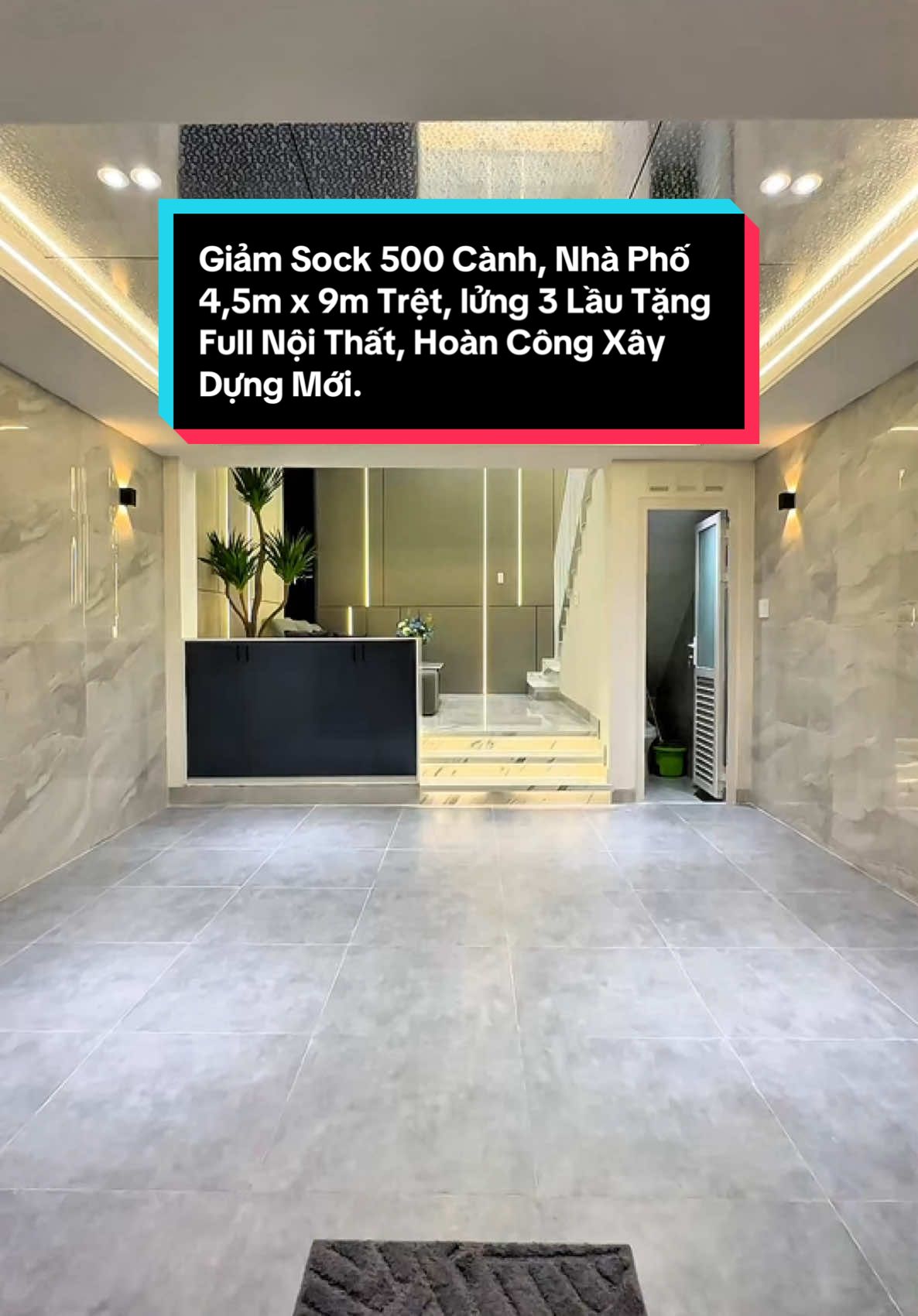 Giảm Sock 500 Cành, Nhà Phố 4,5m x 9m Trệt, lửng 3 Lầu Tặng Full Nội Thất, Hoàn Công Xây Dựng Mới. Chỉ 5 Tỏi Hơn