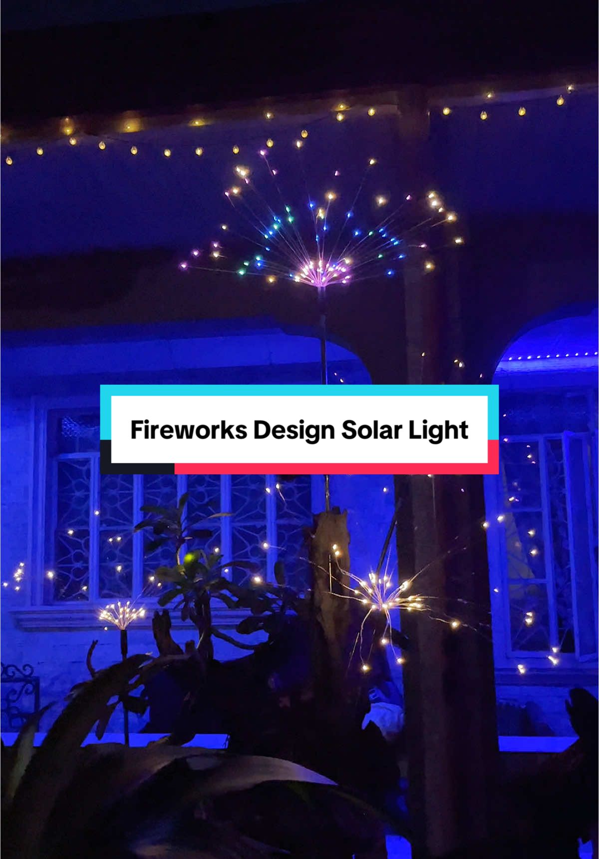 LED 90L solar plug-in fireworks lights✨ all over the sky copper wire lanterns outdoor courtyard, Christmas day decorative lights, Colorful Decoration, Durable💯 #fyp #led #fireworkslightsolar #solarfireworksstringlights #christmaslights #fyppp #decor #decorativelights #energysaving #colorful 
