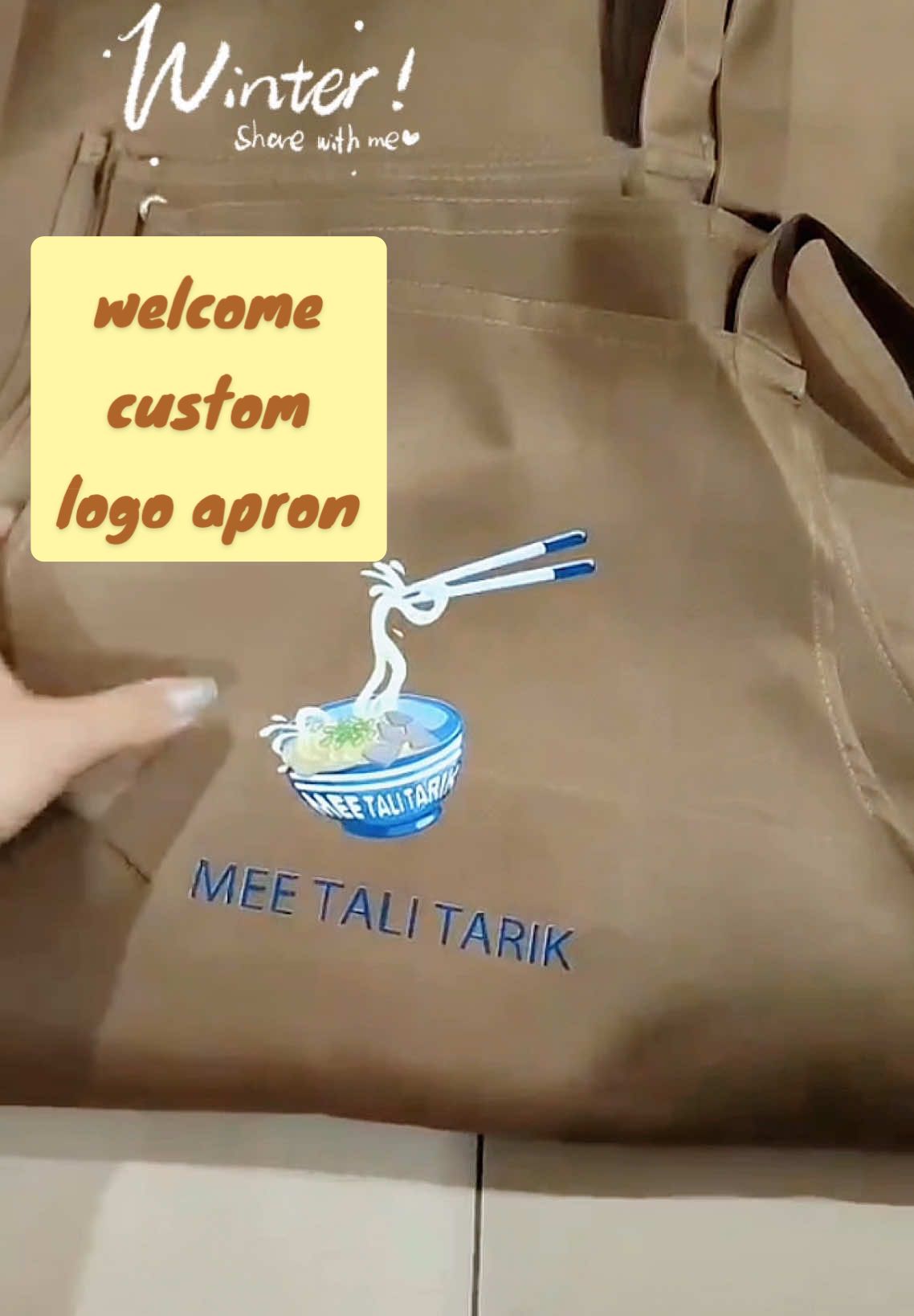 custom apron . nice for café restaurant bubble tea shop book shop#customapron #customizedapron #apron #printlogo #logoprint #specialgift #giftideas #fyp 