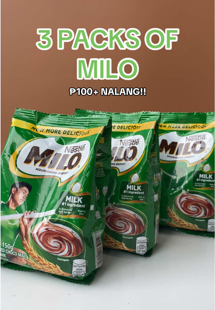 Mommies! Nakabagsak presyo po ang ating 3 packs of MILO 150g. Check out now ‼️ #TTSGrocery #TiktokShop12PaskongPanalo #Milo #NestlePH #chocodrink #MegafoodsPH 