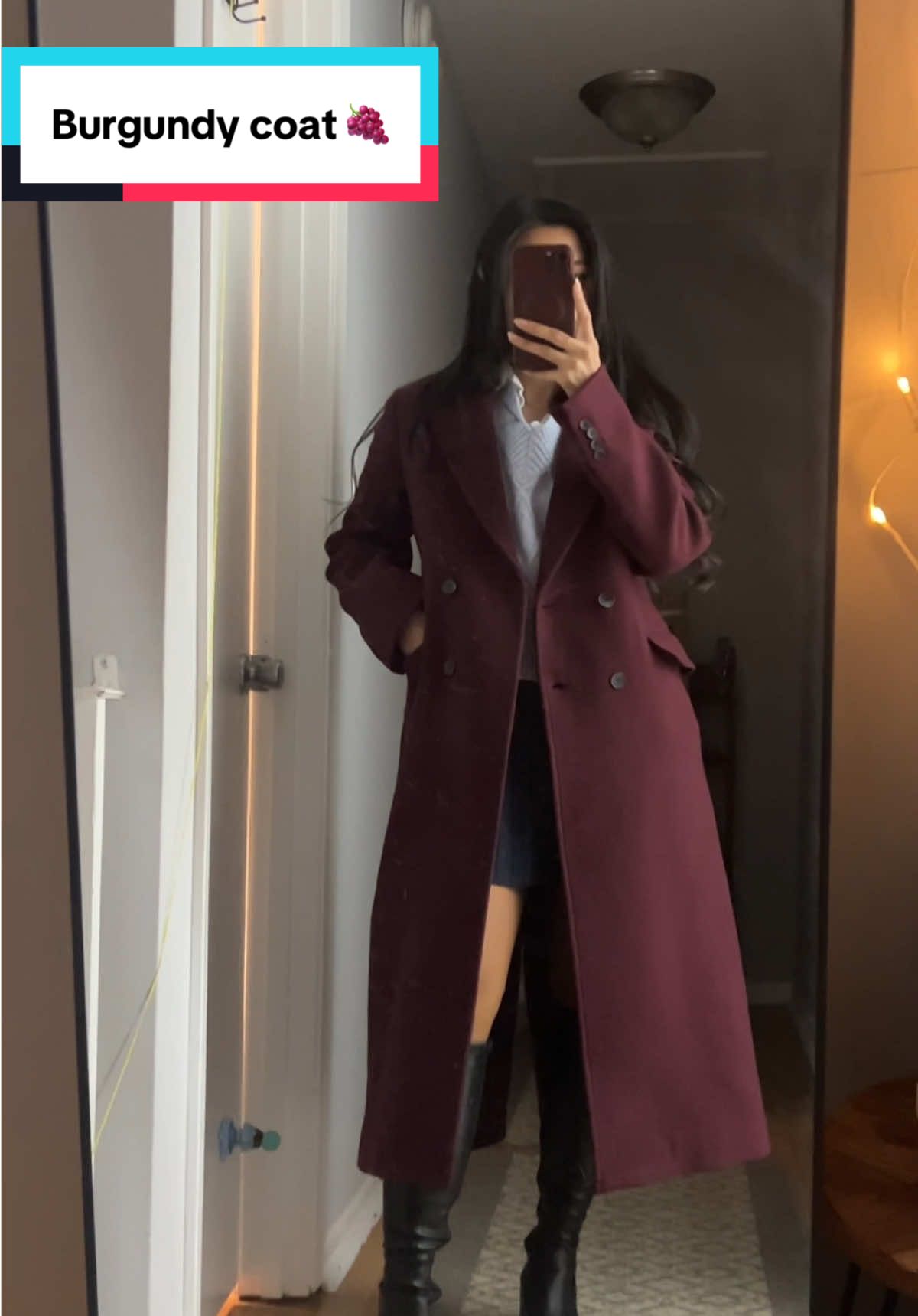 Zara Burgundy wool coat 🍇 #falloutfits #fashion #fashiontiktok #ootds #coat 