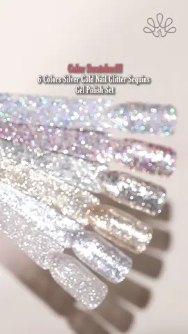 Color Swatches Time!!!#bornpretty 6 Colors Silver Gold Nail Glitter Sequins Gel Polish Set (60105)✨✨🤩💅 Tap the bio and search the product id to find more colors🥰 #nailtips #nailart #allshinonme #nailsdesign #gelnails #naillover #glitternails #nails2inspire #nailartist #nailswag #shinynails #winternails #allshinonme #fypシ゚ 