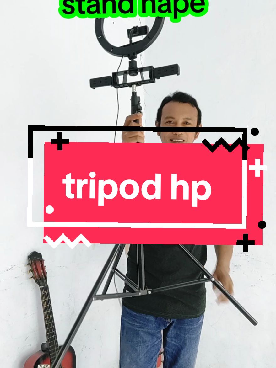 tiang tripod yang sudah dilengkapi dengan 3 holder hp dan juga sudah terdapat lampu untuk penerangannya #tripodhp #holder #standhp #megaguncang1212 