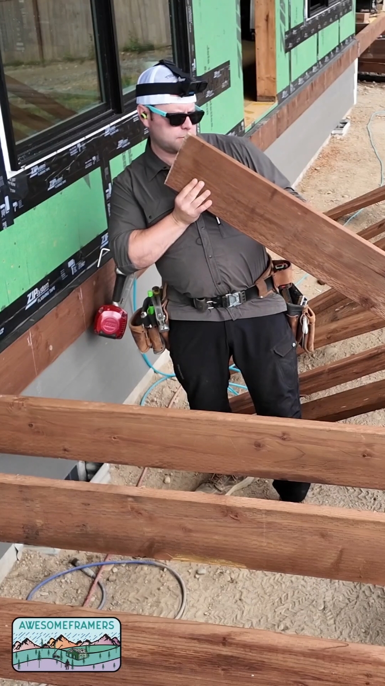 Crown up, layout on the side you can see, hang the nailer on the ledger.  Rinse, lather, repeat..you wanna leave the shampoo in for luxorious locks.  #framersareadyingbreed #framing #huberpartner  . @MAXUSACorp  nailer if you're wondering 