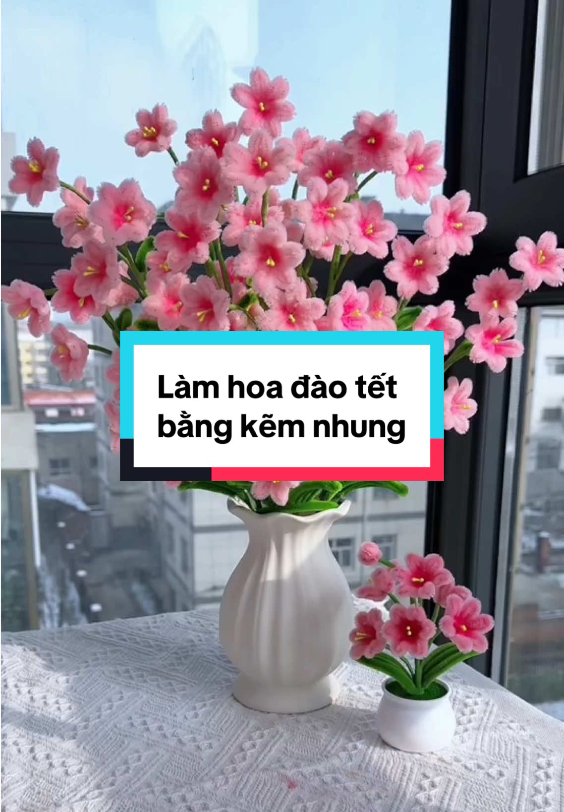 Hướng dẫn làm hoa đào tết từ kẽm nhung decor tết🥰#hoadao #lamhoabangkemnhung #decortet #tet2025 #nammoi2025 