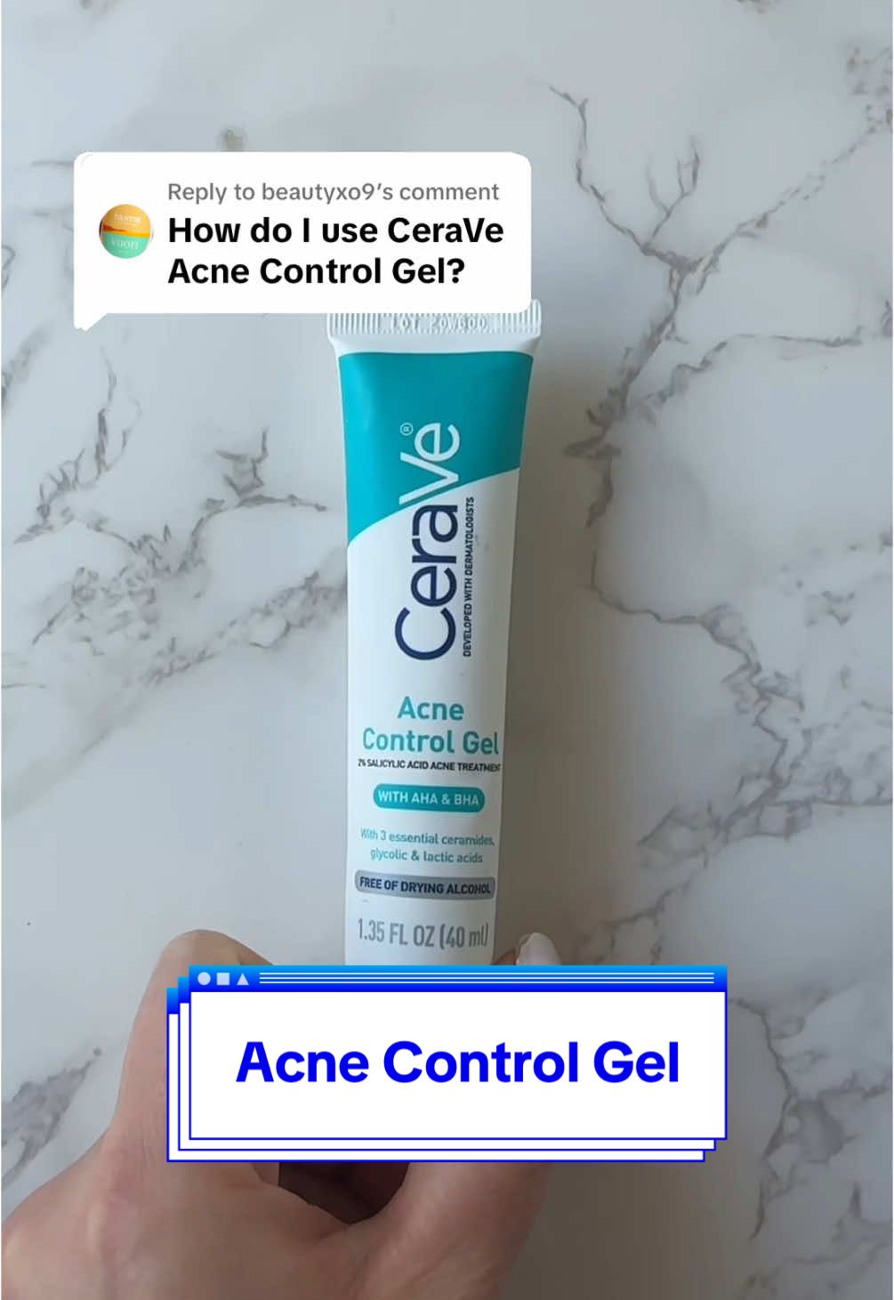 Replying to @beautyxo9  Dealing with acne? Meet your new BFF: CeraVe Acne Control Gel. This hydrating, daily acne treatment with 2% salicylic acid  clears acne & helps prevent new breakouts from forming. 💙🥼✨#CeraVe #Acne #Pimples #SkinTypes #AcneProneSkin