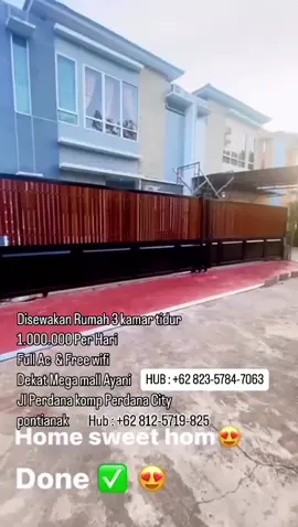 Disewakan Rumah perhari 1 jt 3 kamar full ac Lokasi Jl perdana dekat #untanpontianak #pontianak  belakang Mega mall Pontianak 