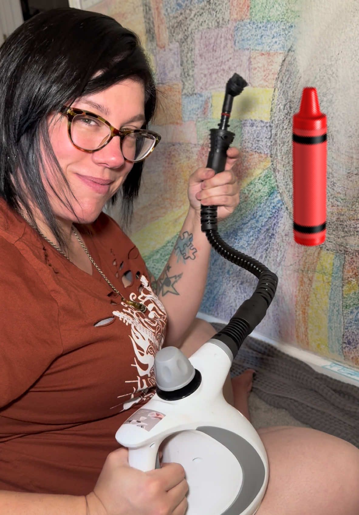 Replying to @Jadajessica Here it is! This viral pressurized steam cleaner is #crayongate approved! #steam #🖍️ #steamcleaning #CleanTok #wallart 