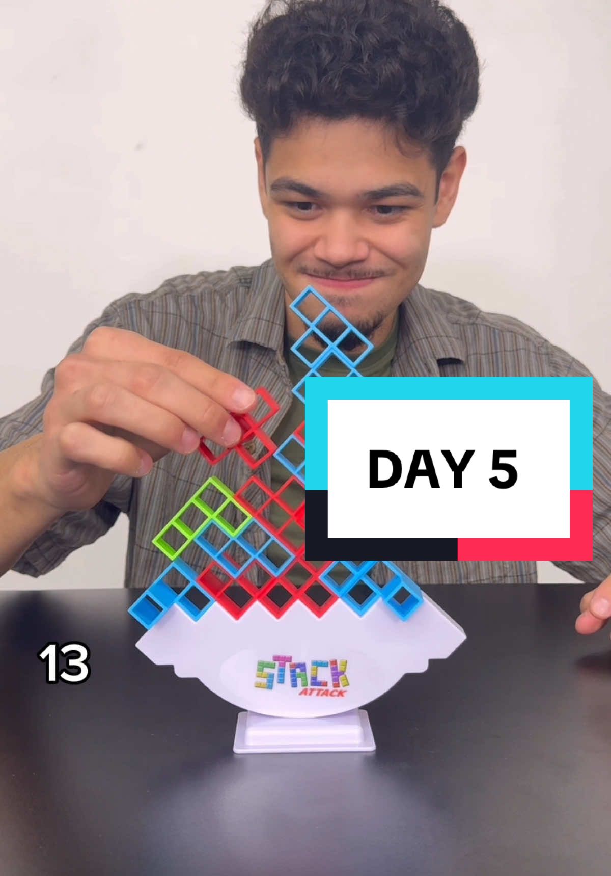 Day 5 trying to stack 21 pieces 🤨 #stackattackgame #tiktokshopholidayhaul #familygames 