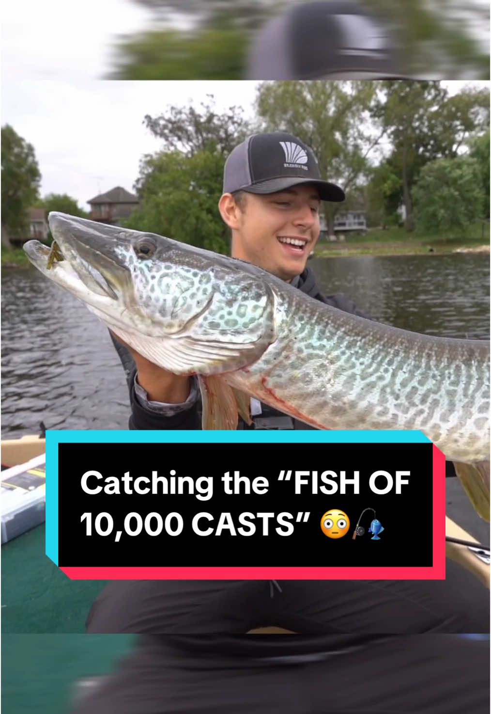I see why its called the fish of 10,000 Casts lol #fishing #fishingdaily #fisherman #fishtok #fishingrods #fishinglife #fishinglure #musky #muskyfishing #viral #bigfish 