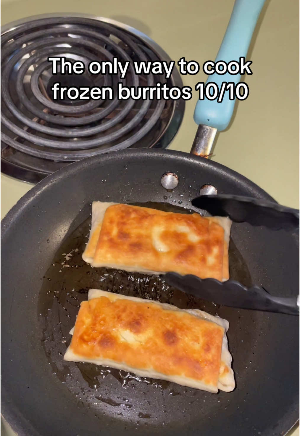 Crunchy on the outside but soft in the middle #frozenburritos #burritos #fried #foodtiktok #fy #fyp 