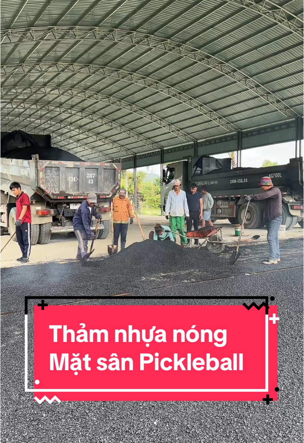 Thảm bê tông nhựa nóng sân Pickleball #asphalt #thambetongnhuanong #thamnhuasanpickleball #lamduong 