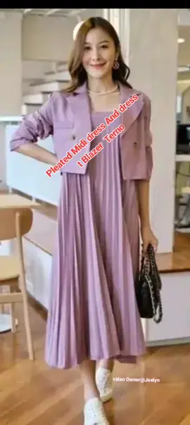 Pleated Midi Dress and DRESS t blazer  Terno.CLICKYELLOWBASKET #pleateddress #Mididress #dress #dresspleated #blazer #blazerterno 