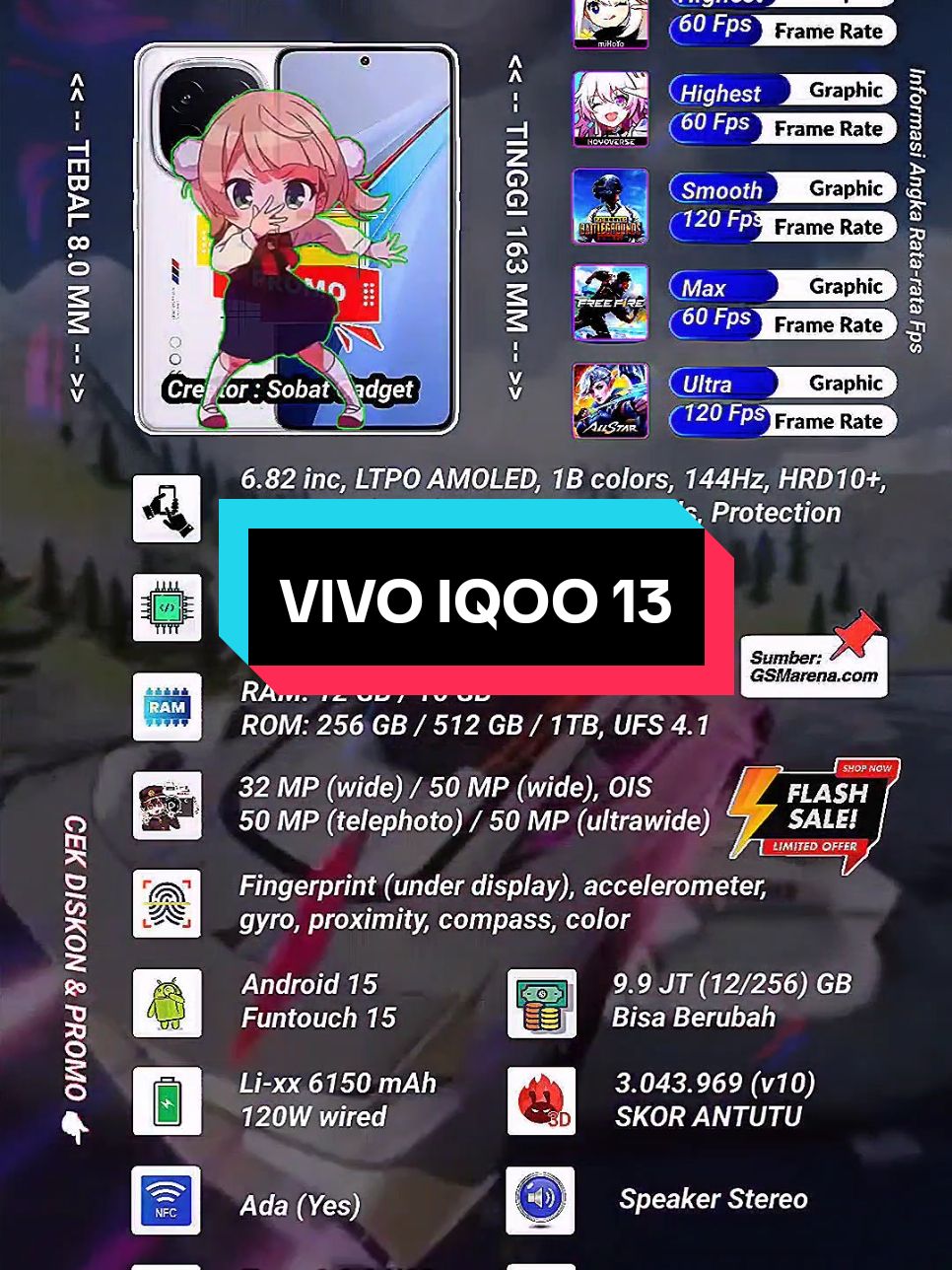 Bagian 640 | Naga 8 elit pertama siap ratain semua game berat #iqoo13 #iqoo #hpgaming #gadget 