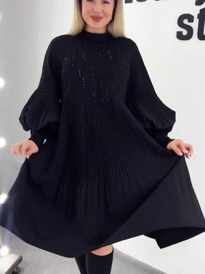 Lantern sleeves charm, Hepburn style black dress interprets classic