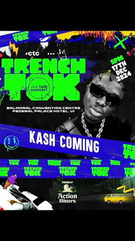 Drip Papa @kashcomingonalo will be setting @clouttalkconcert “Trenchtok Festival” ablaze with his heated bangers 💣. Turn up post notifications📢, this Line Up 💃!!! 🗓️: December 17, 2024. 📍: Balmoral Conventional Center. TICKETS are available with the link in bio 🚀 #CloutAfrica #CTCTrenchtokFestival #LiveMusic #GoodVibes #dettydecember #ijgblagostiktok #trenchtok #oblee #obleeseason 