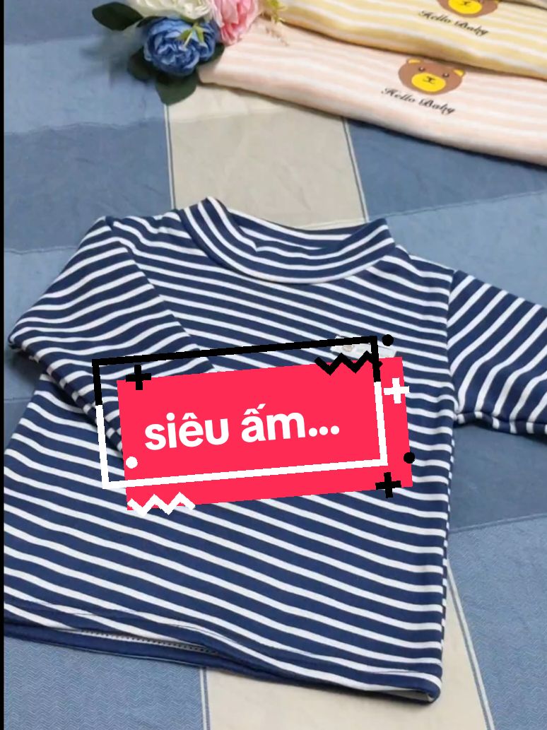 áo giữ nhiệt kẻ ngang cổ 3 phân có lót lông siêu ấm cho các con yêu #xaykenhtiktok #methuthao #aogiunhiet 