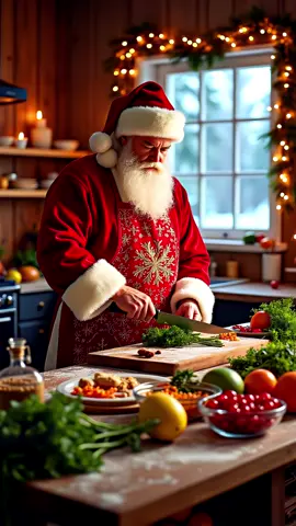 AI-generated video.... Santa is gearing up to welcome the New Year with delicious treats for everyone! 🎅🎄 #aesthetics  #merrychristmas  #happynewyear  #2025 