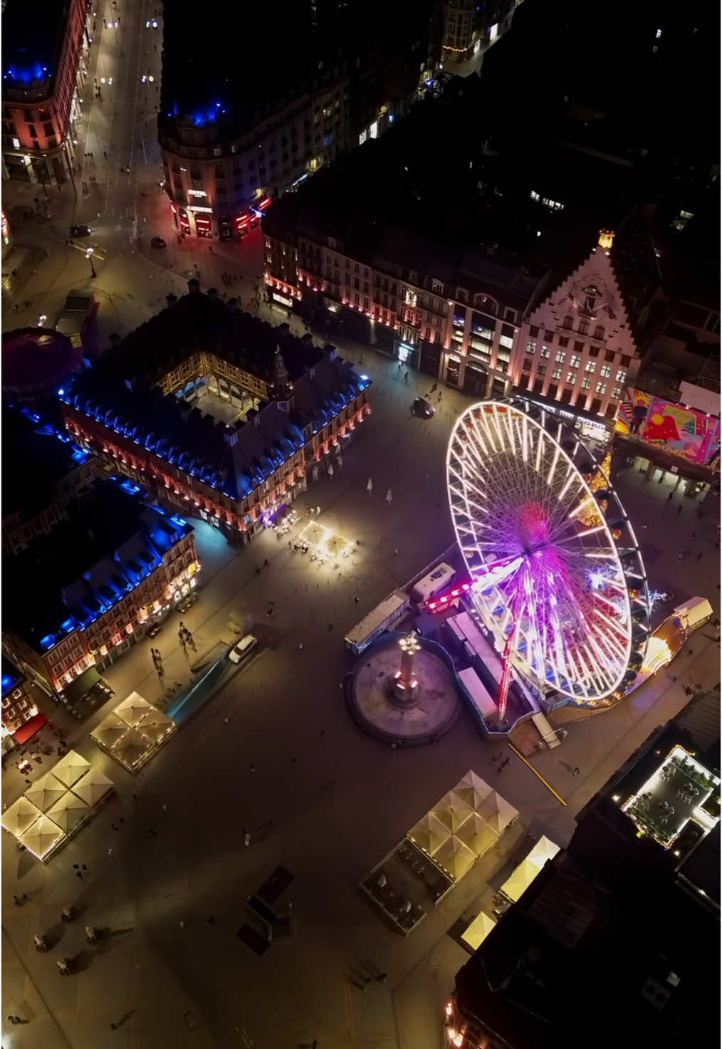 Lille by night 🌃 #lille #jaimelille #lillemaville #dji #nuit #fyp #drone 