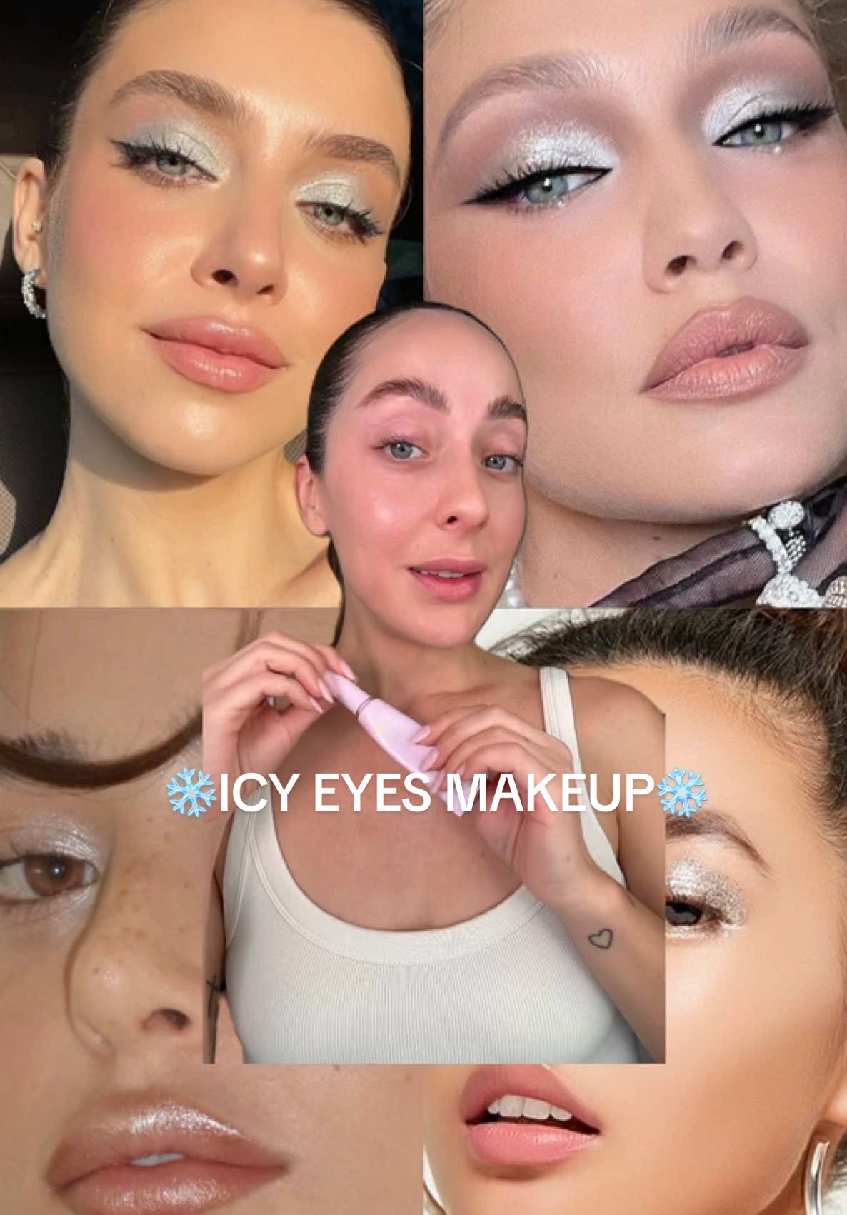 El frio trae nueva tendencia ❄️ICY EYES MAKEUP❄️ perfecta sea cual sea tu tono de ojos y perfecta para esta navidad ✨  Easy blur 220 N + icy nude palette @Huda Beauty  Afterglow orgasm rush @NARS Cosmetics  Prisme libre concealer 250N @Givenchy Beauty  Master pigment pro pencil super black @makeupbymario  Candy clouds blush @Too Faced  Lingerie push up teddy @Nyxcosmetics_es  Pillow talk fair lipstick @Charlotte Tilbury  setting spray veil @Hourglass Cosmetics  #icygirl #icymakeup #icymakeuplook #makeuptutorial #viralmakeup #icemakeup #nuevatendencia #christmasmakeup 
