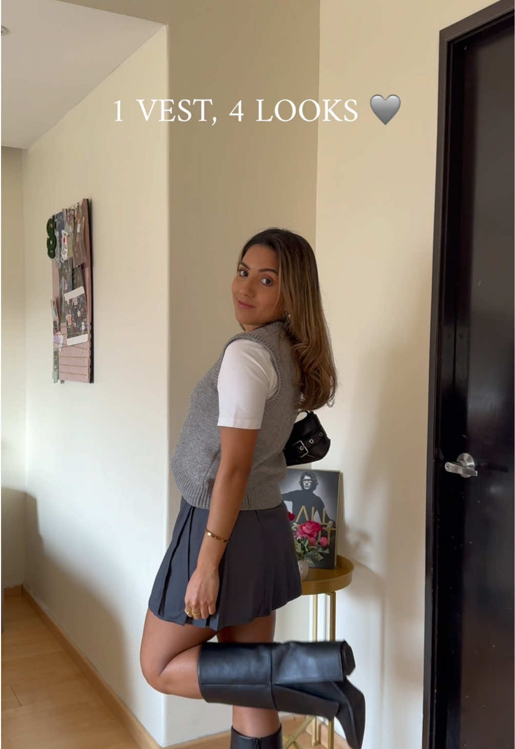 1 Vest = 4 Looks 🩶  #fashiontiktok #fashionlooks #fashioninspo #stylingtips #OOTD #trends #grayvest #vest #looks 