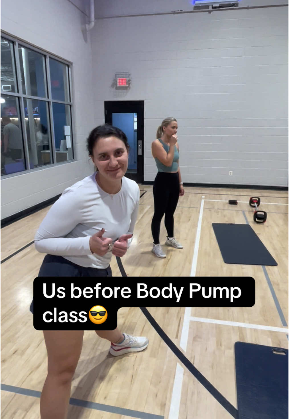 Workout class of the day!🏋️‍♀️ Definitely kicked our butts and safe to say we WILL be feeling it the next day😂 What’s your favorite workout class?   #bodypump #Running #runner #workout #workoutclass #girlswhorun #runtok #motivation #community #fyp 