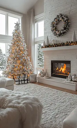 Cozy winter atmosphere in a country Christmas house.#cozy #fireplace #relaxing #winter #christmas 