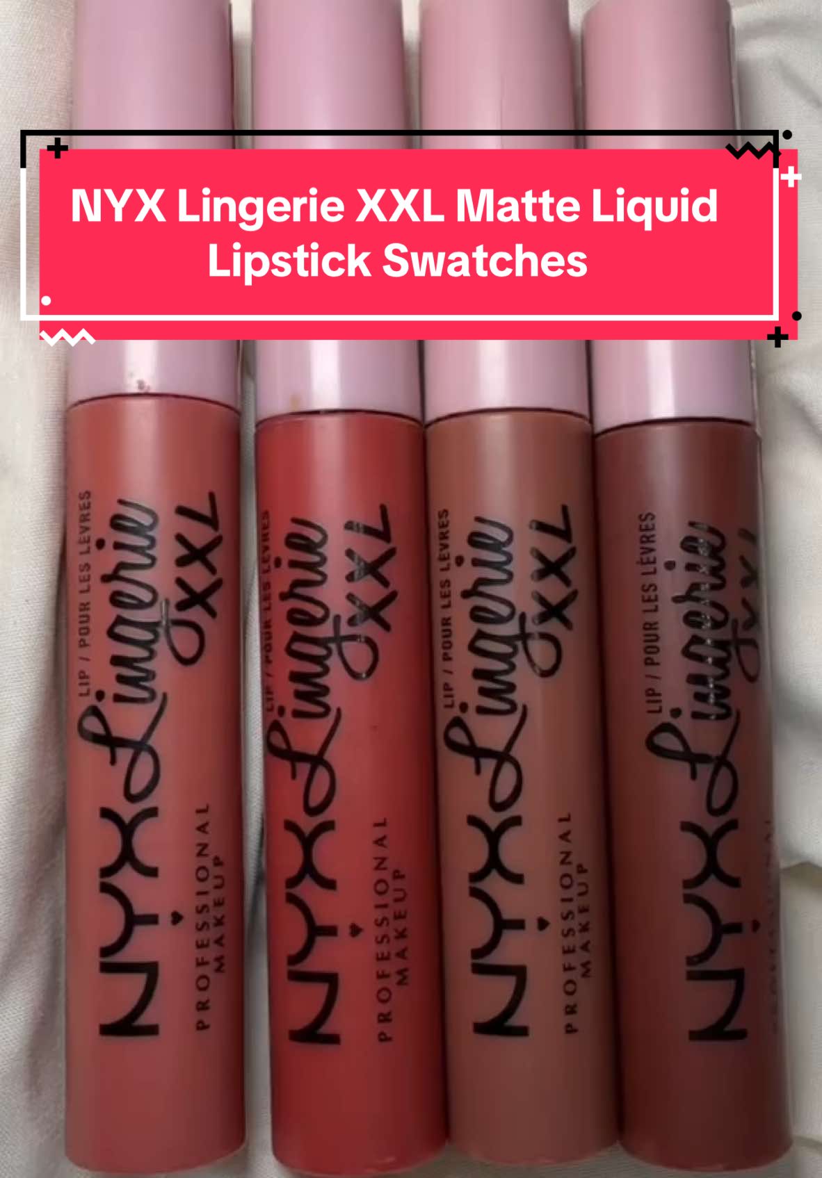 Swatch & Slay with the @NYX Professional Makeup Lingerie XXL Matte Liquid Lipstick✨💋 #lipstick #liquidlipstick #lips #lipcombo #lipstickswatches #makeupswatches #makeuptok #makeupreviews #makeupmusthaves #stockingstuffers 