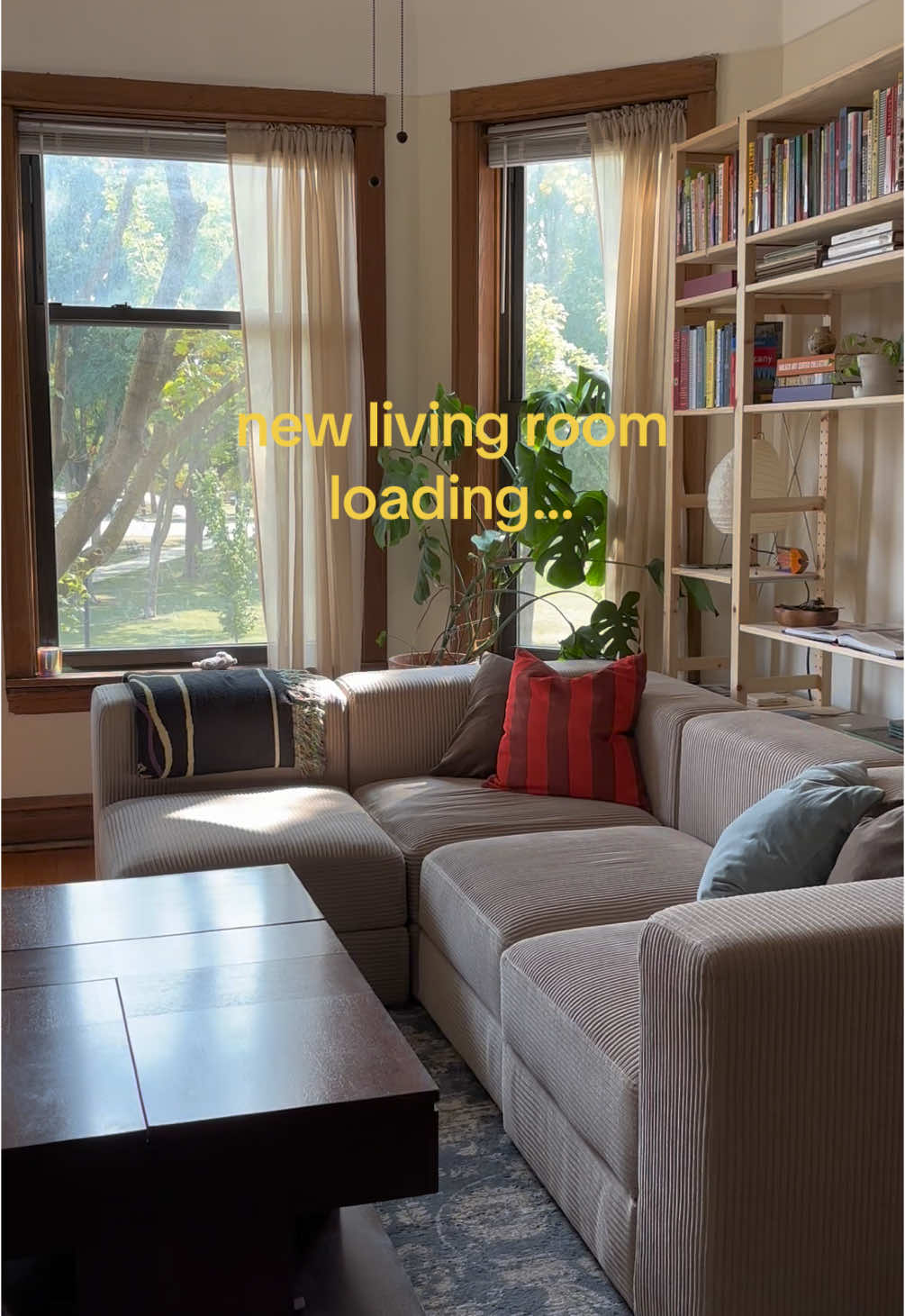 now just painting is left (maybe?) #fyp #homedecor #livingroom #apartmenttour #apartment #smallspaceliving #interiordesign #mcm #vintage #thrift #ikea #ivar #ikeaivar #organization #jattebo #DIY #RoomTour #housetour #homeimprovement #chicago #logansquare 