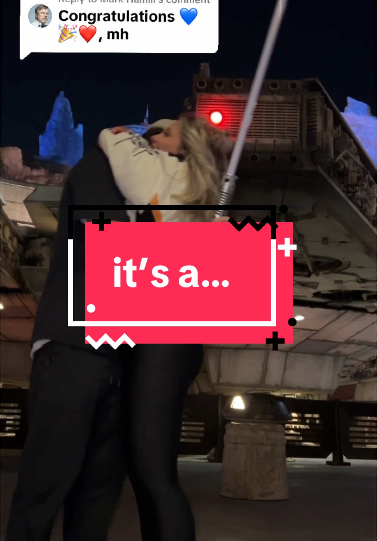 Replying to @Mark Hamill PART 2 ❤️💙 MTFBWY 🤟🏻 Thank you to all of the wonderful cast members who made this reveal possible and to @Star Wars for being such an integral part of our adventures 🥹 #enchantingextras #genderreveal 