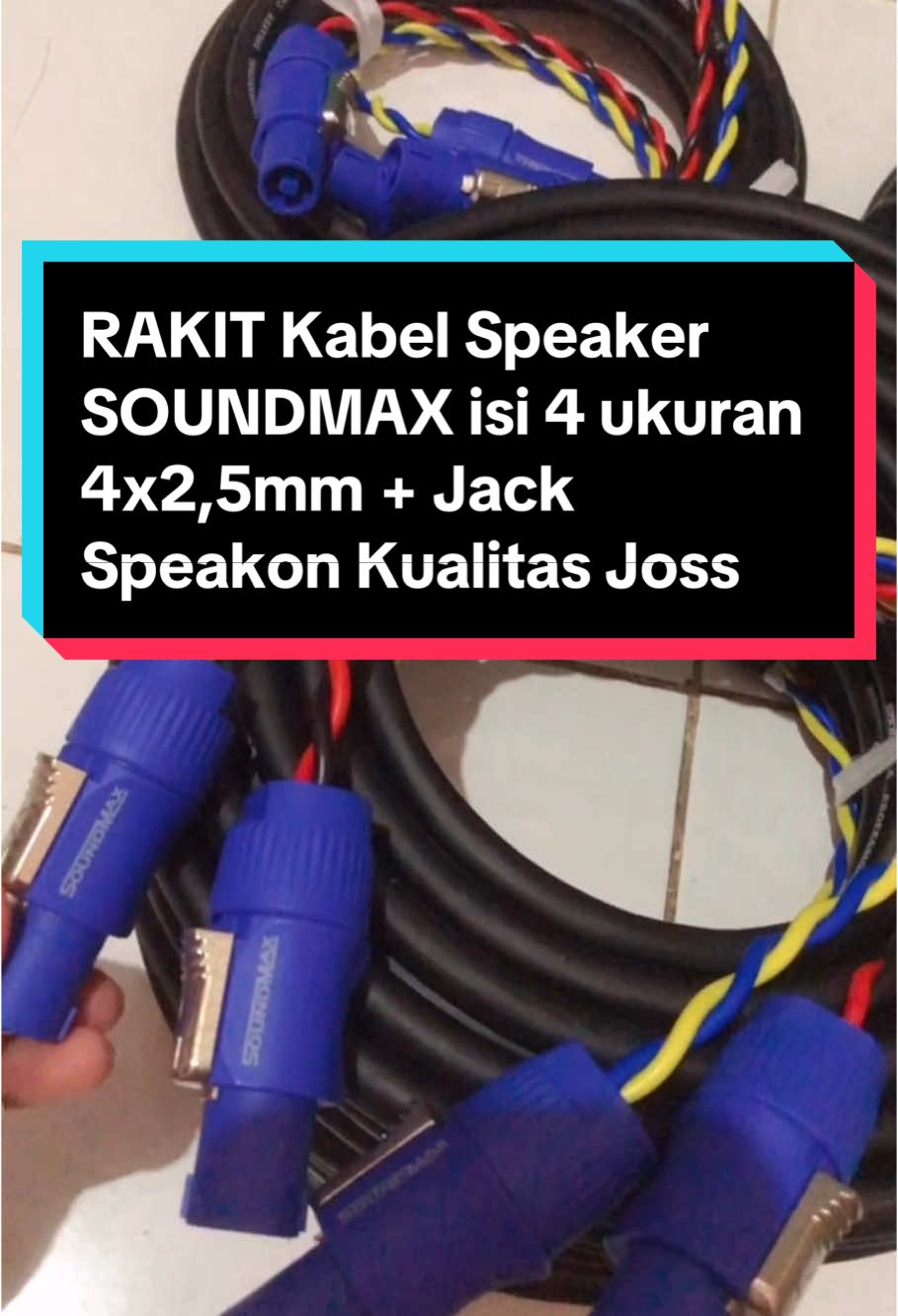Rakit Kabel speaker Soundmax isi 4 Ukuran 4x2,5mm plus jack speakon,ada varian panjangnya ya Gan..Kualitas dijamin Joss #kabelspeaker #soundmax 