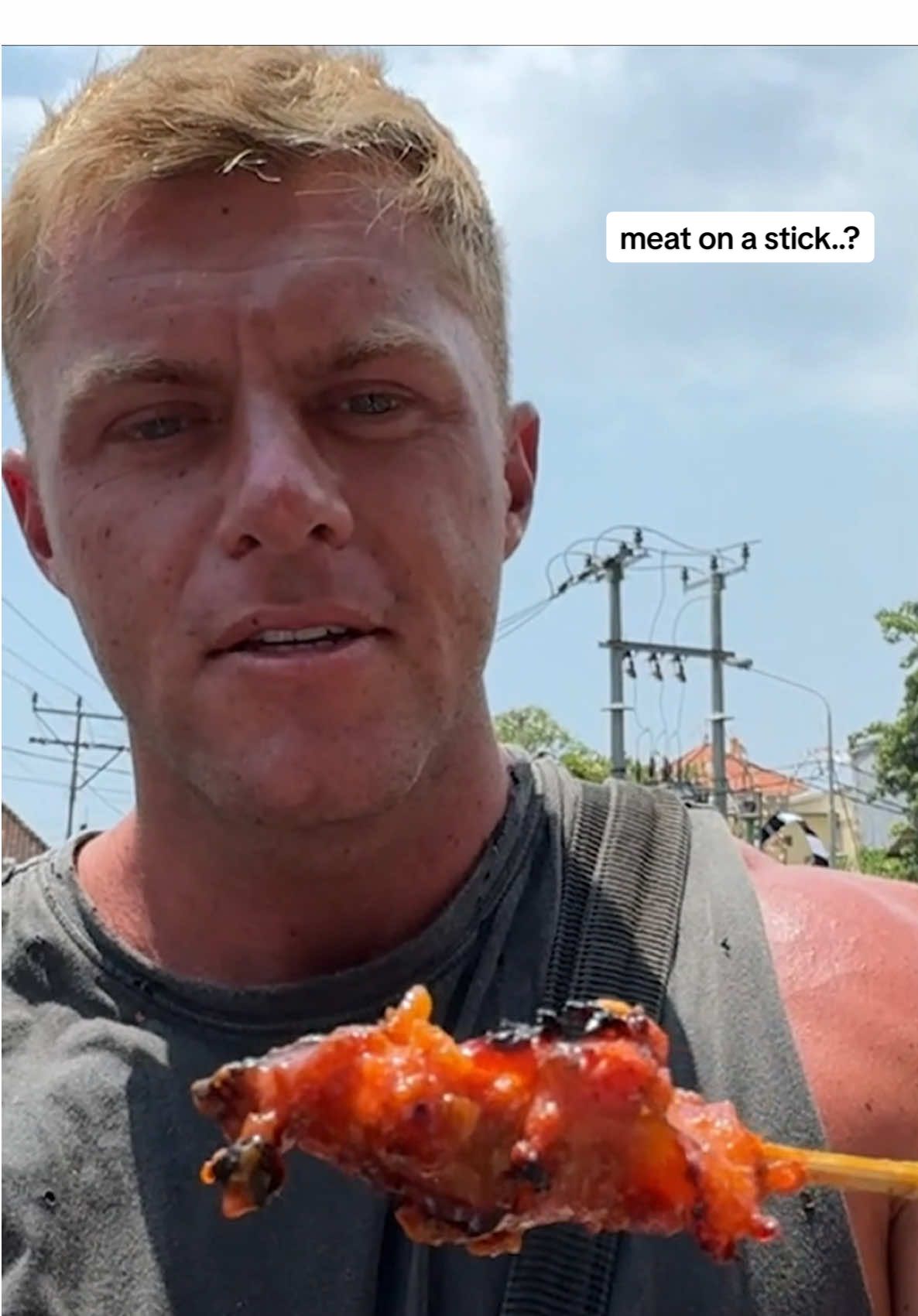 My first time trying the very popular Indonesian street food snack called Sate... Full length vlog on YT. #indonesia #bali #travelvlog #foodvlog #streetfood #indonesianfood #indonesianstreetfood #bule #buleindonesia #sate #satebabi