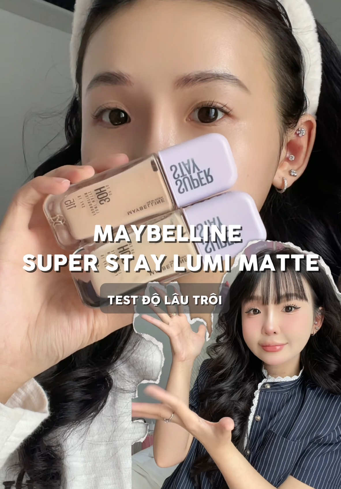 Test độ lâu trôi của Maybelline Super Stay Lumi Matte ✨ #thuviemakeup #maybelline #kemnen #maymay0510 