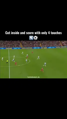 This is how wingers score more goals, by being effective and decisive with their touches ⚽️ Salah is played 1v1 and uses only 4 touches to control the ball, take on the defender and score.  #football #footballplayer #footballanalysis #videoanalysis #footballperformance #footballcoaching 