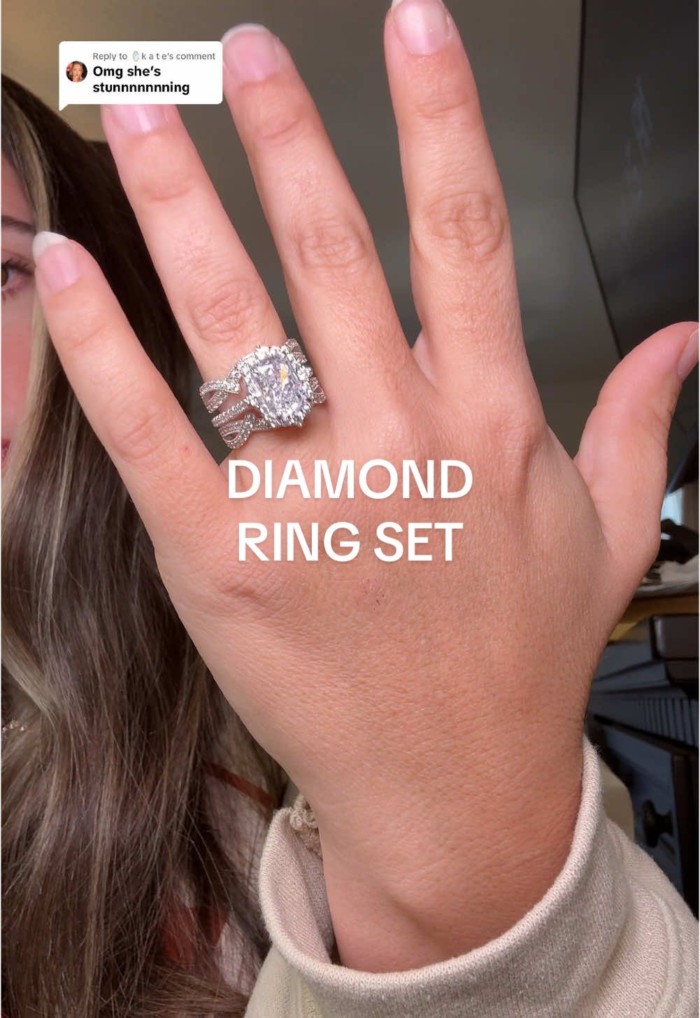 Replying to @🪞k a t e I agree, this Radiant Wedding Ring Set’s wedding band is an insert for beautiful 3ct ring. Not a real diamond ring but looks like it. #engagementring #weddingring #weddingrings #diamondring #engagementrings #engagementringinspo #promisering #travelring  #giftsforher #tiktokshopholidayhaul #newyearnewaura 