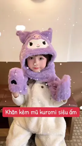 Khăn kèm mũ kuromi siêu ấm#xuhuongtiktok #baby #mukemkhanchobe #mukemkhanquangco #muchobe #mukemkhanvagangtaychobe 