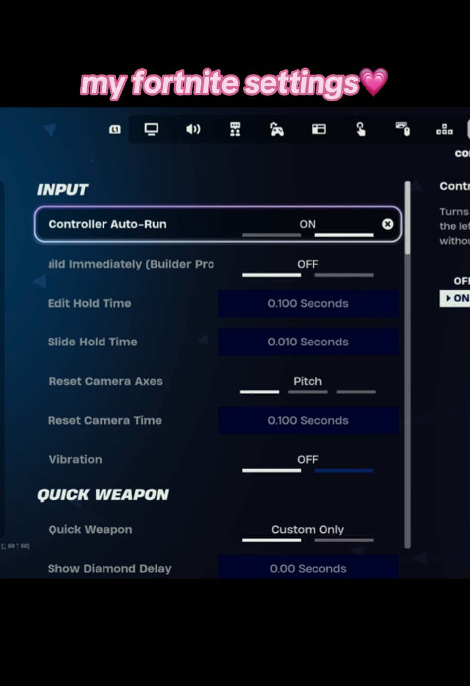 my updated settings for those who asked!!🩷 settings from @zbbillz 🫶🏼 #fortnite #fyp #girlgamer #fypage #GamerGirl #fortniteviral #fortnitegameplay #settings #fortnitesettings #ps5 #ps5settings #controller #controllersettings 