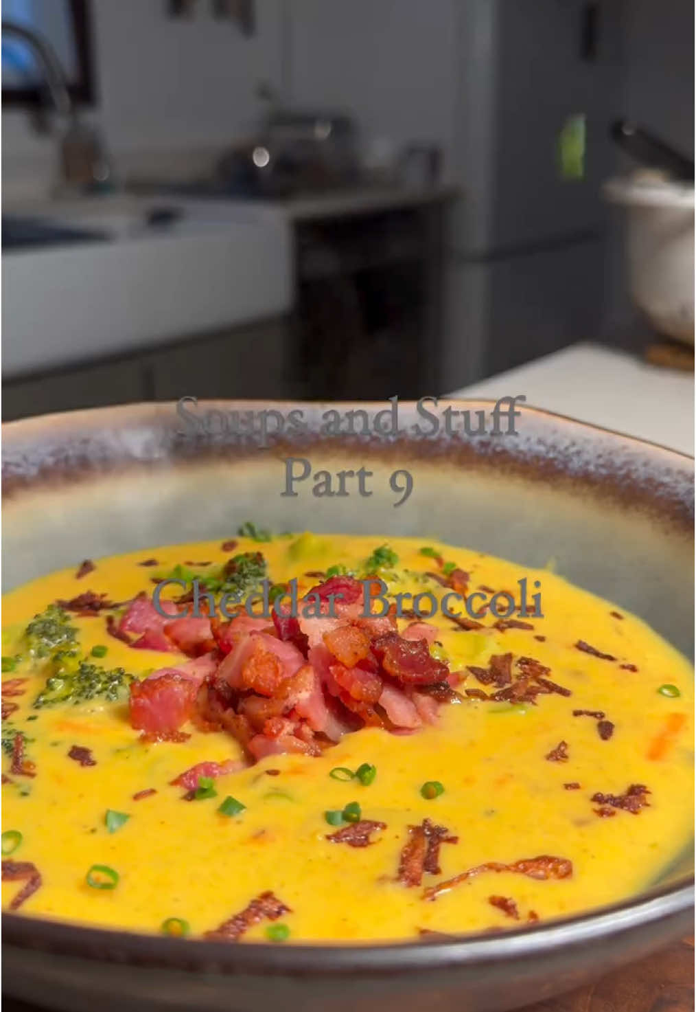 Broccoli Cheddar Soup by @Aaron Hollcraft 🔥 Ingredients: Crispy Shallots 3 Shallots, thinly sliced 1 C. Neutral Oil Pinch Salt Soup 5 Slices Bacon, diced 4 T. Butter 1 Yellow onion, diced Pinch Red Pepper Flakes 2 Heads Roasted Garlic 1 C. Carrots, shredded 3 C. Broccoli stems and florets, rough chopped ¼ C. AP Flour 1 T. Paprika 1 tsp. White Pepper 2 tsp. Turmeric Salt to taste 4 C. Chicken Stock 2 C. Whole Milk 1 ½ C. Sharp Cheddar, grated 1 C. Smoked Gouda, grated Garnish: Bacon Chives Crispy Shallots Method: 1. Start by roasting the garlic. Cut off the tops of the garlic, add a pinch of salt and a drizzle of olive oil. Wrap with foil and place in a 400 degree oven. 2. Heat about 1 C. of oil over low medium heat. Add the shallots, and let them gently fry until golden. Remove and set on a paper towel to dry. 3. While the garlic is roasting, prep the rest of the ingredients. 4. In a dutch oven, add the bacon. Turn the heat to low medium, and render the bacon until crispy. Discard most of the fat. Remove the bacon. 5. Add the butter, and turn the heat to medium. 6. Add the onions and red pepper flakes. Add a pinch of salt and sweat for about 5 minutes. 7. Add the broccoli, roasted garlic, turmeric, white pepper, and paprika. 8. Give it a good stir, and cook for about 3 minutes. 9. Add the flour, and stir to coat. 10. Slowly pour in the stock while stirring, then do the same with the milk.. 11. Bring the soup to a simmer, stirring often for about 5 minutes. When it starts to thicken, add the carrots, then the cheese, a handful at a time. 12. Check for seasoning. 13. Serve with the crispy shallots, chives, and bacon. 14. Enjoy! #feedfeed #broccolicheddar #broccolicheesesoup #soup #souptok #souprecipe #soupseason #FoodTok #cooking