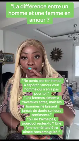 La différence entre l’amour d’un homme et celui d’une femme est frappante. Un homme qui ne t’aime pas, c’est clair et net. Mais une femme, elle apprend à aimer selon les gestes qu’il pose… Alors pourquoi perdre ton temps avec quelqu’un qui ne t’aime pas ? Coach Hamond Chic nous rappelle que tu mérites mieux. Dis-moi en commentaire : es-tu d’accord avec cette vision de l’amour ?  #coachhamondchic #hamondchiccoachcaviar #respectdesoi #CapCut 