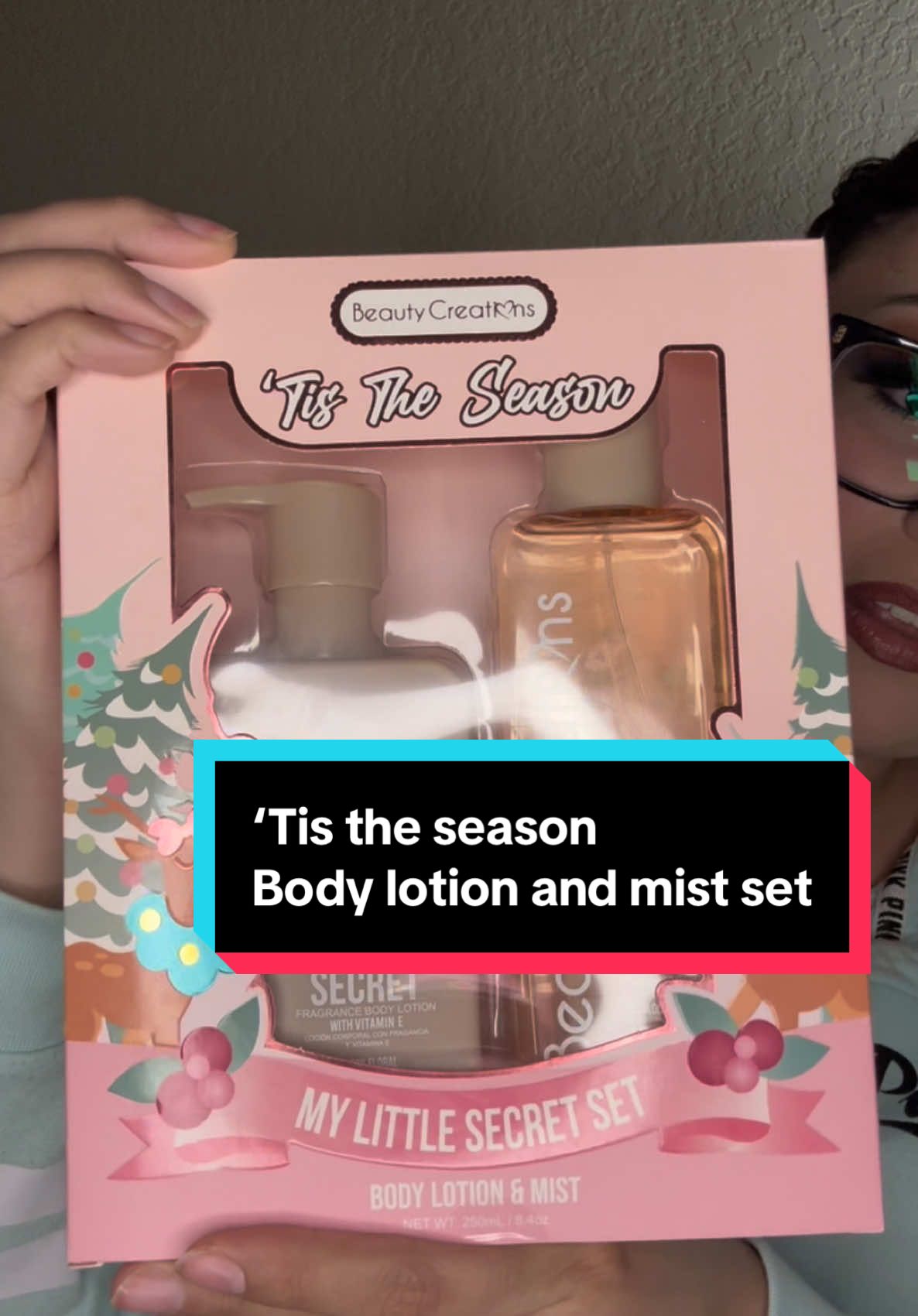 Hey girlies💖 this is the ‘Tis the season body lotion and mist set by @Beauty Creations Cosmetics! It is by far the best quality mist and lotion I have had in awhile so go ahead and click that 🧡🛒 🫶🏼 #beautycreations #beautycreationscosmetics #tistheseason #mistspray #bodylotion #giftset #beauty #fyp #fypシ #fypシ゚viral #fypage #fyppppppppppppppppppppppp 