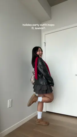 it’s holiday party season folks!! 💌 favorite new winter essential: the ruffle mini skirt in dark grey from @Lewkin use code EARTHTOET for 50% off :) #winteroutfits #winteressentials #holidayoutfits