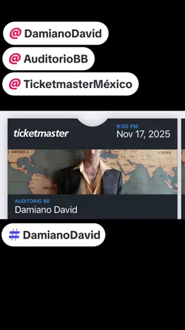 #selogró #habemus #boletos para #damianodavid en el #auditoriobb #manifiestense ¿quién más ya tiene sus boletos? #damianodavidworldtour2025 #worldtour2025 #ticketmaster @Damiano David @Ticketmaster México @AuditorioBB 