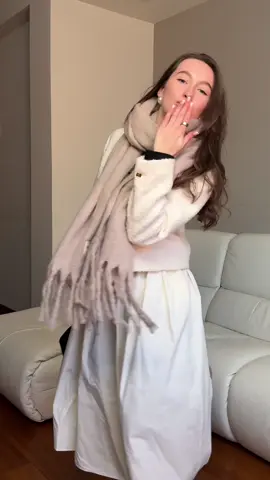 Winter whites❄️ Tweed + flowing maxi dress=effortless elegance this season.✨ #vicystudio #winterfashion #winterstyle #fashiontiktok #elegance #dailywear #fypシ゚viral 